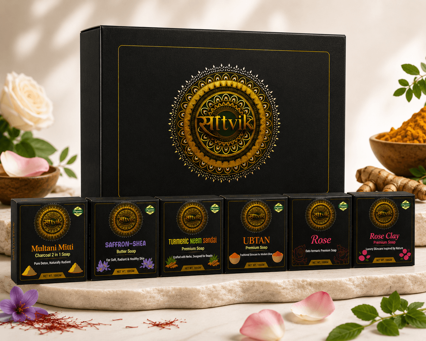 Sattvik herbal soap combo gift set — six premium soaps